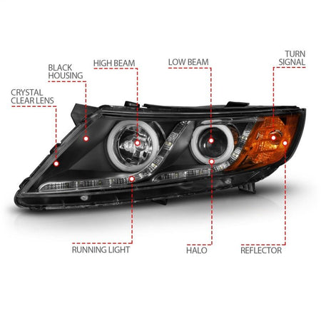 ANZO 2011 - 2013 Kia Optima Projector Headlights w/ Halo Black (CCFL) - CPC Performance