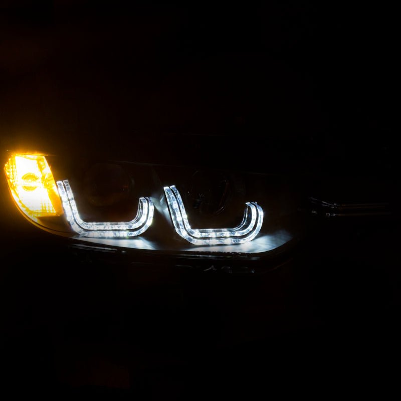 ANZO 2012 - 2015 BMW 3 Series Projector Headlights w/ U - Bar Black - CPC Performance