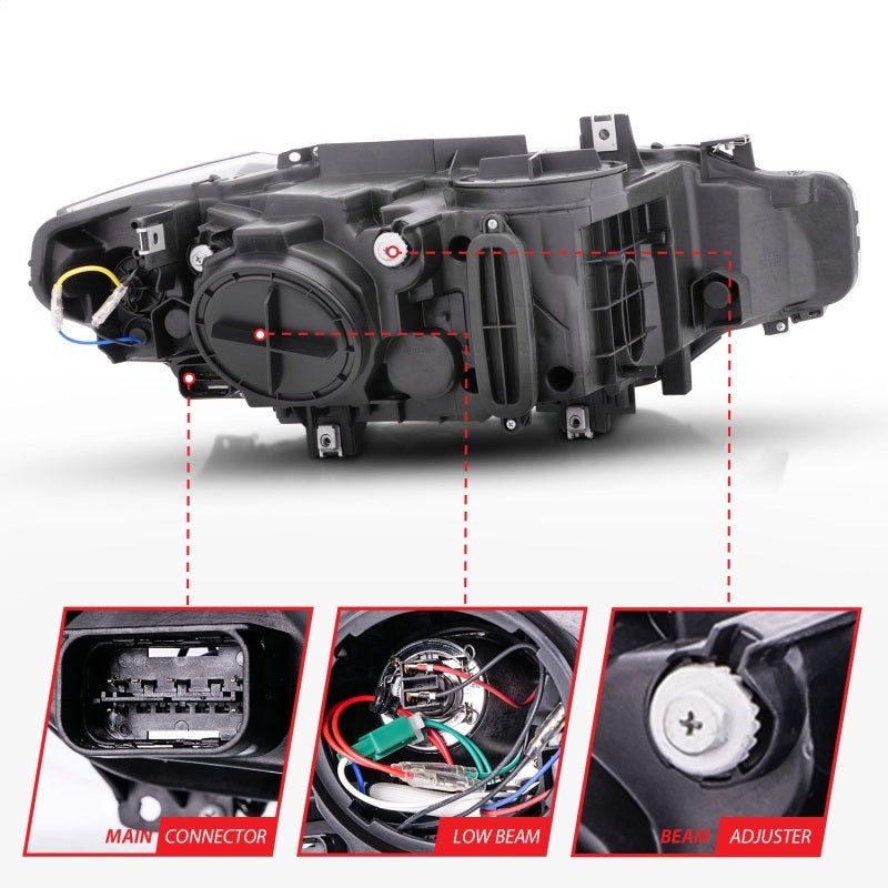 ANZO 2012 - 2015 BMW 3 Series Projector Headlights w/ U - Bar Black - CPC Performance
