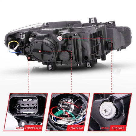 ANZO 2012 - 2015 BMW 3 Series Projector Headlights w/ U - Bar Black - CPC Performance