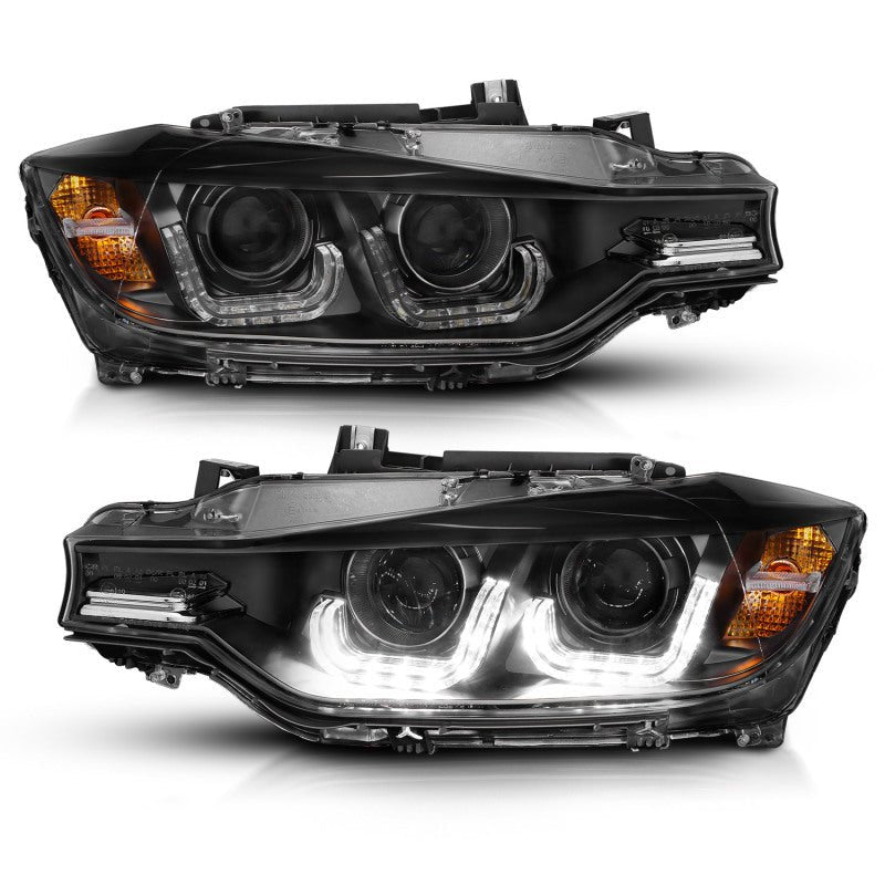 ANZO 2012 - 2015 BMW 3 Series Projector Headlights w/ U - Bar Black - CPC Performance
