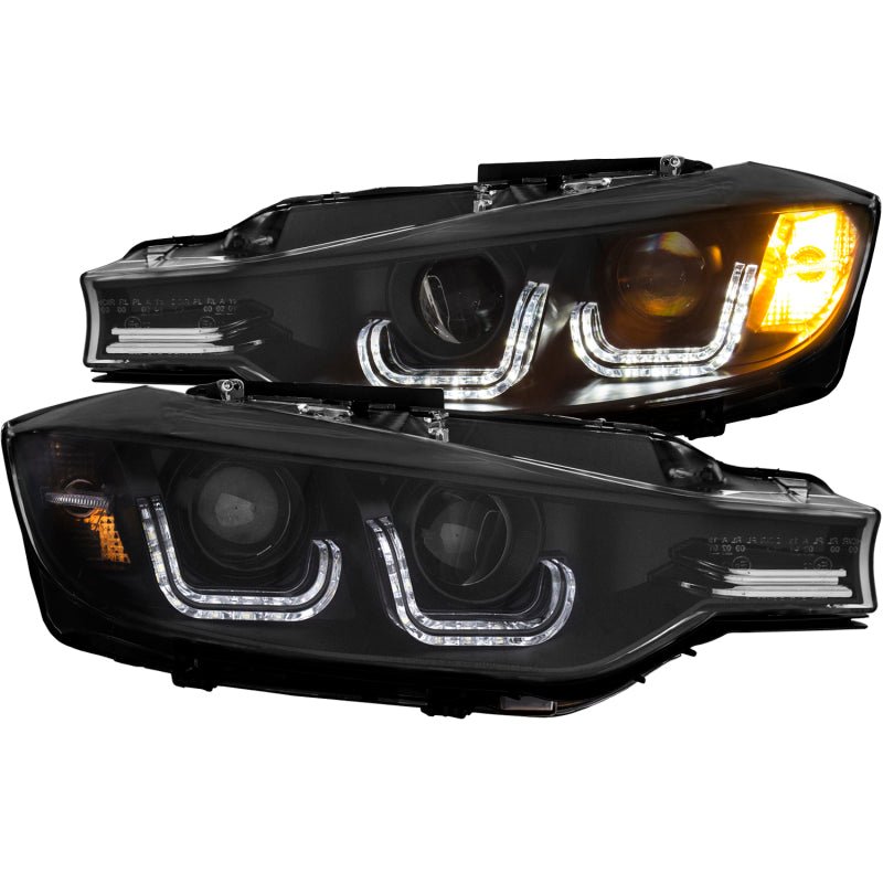 ANZO 2012 - 2015 BMW 3 Series Projector Headlights w/ U - Bar Black - CPC Performance