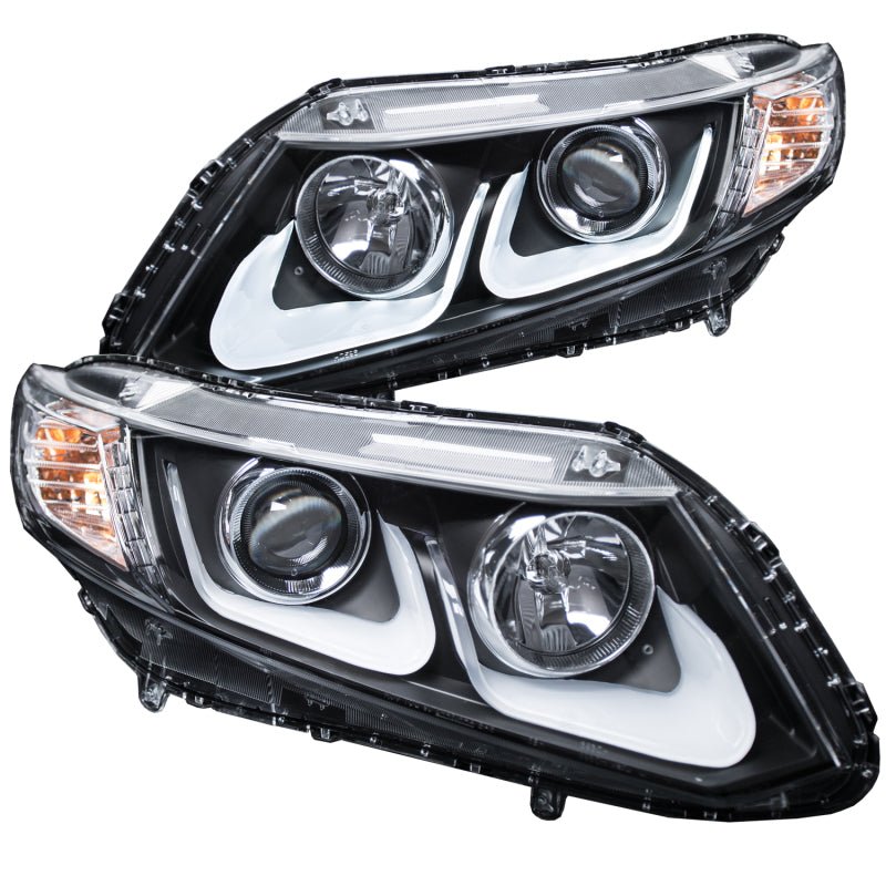 ANZO 2012 - 2015 Honda Civic Projector Headlights w/ U - Bar Black - CPC Performance