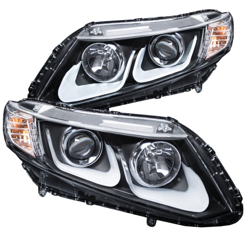ANZO 2012 - 2015 Honda Civic Projector Headlights w/ U - Bar Black - CPC Performance