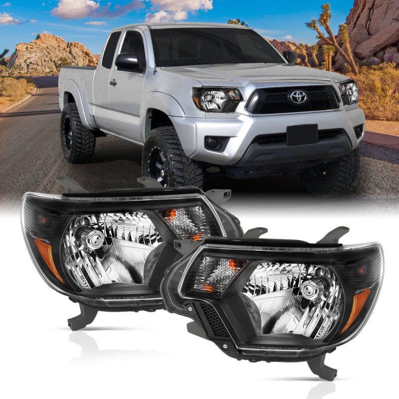 ANZO 2012 - 2015 Toyota Tacoma Crystal Headlights Black - CPC Performance