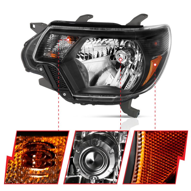 ANZO 2012 - 2015 Toyota Tacoma Crystal Headlights Black - CPC Performance
