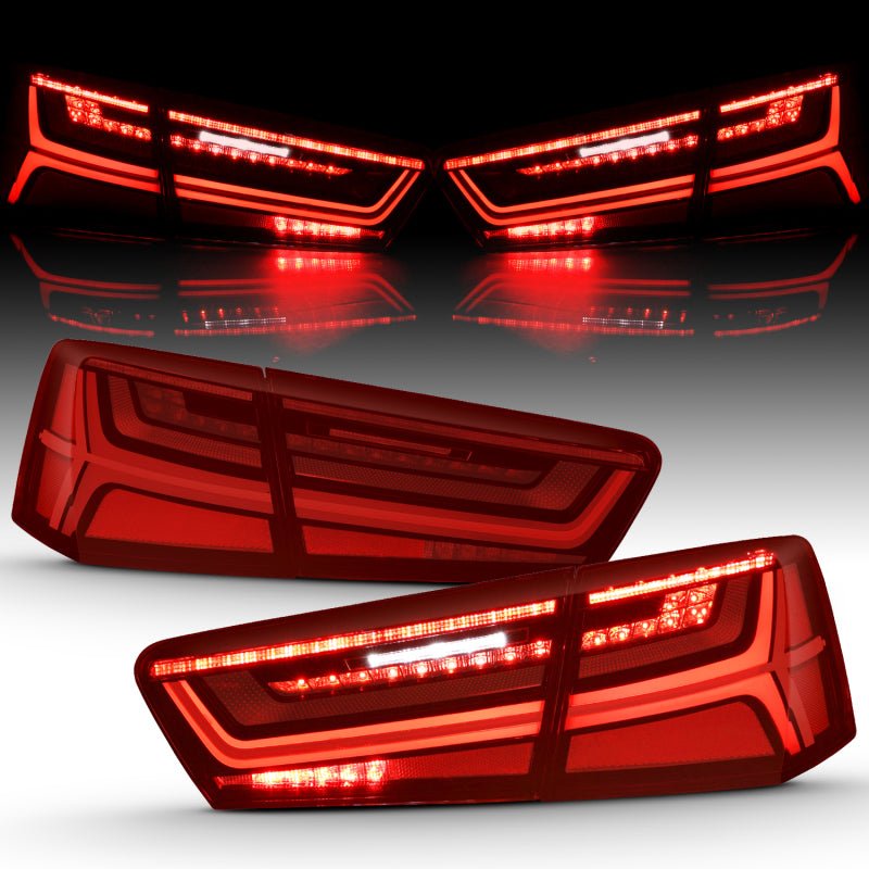 ANZO 2012 - 2018 Audi A6 LED Taillight Black Housing Red/Clear Lens 4 pcs (Sequential Signal) - CPC Performance