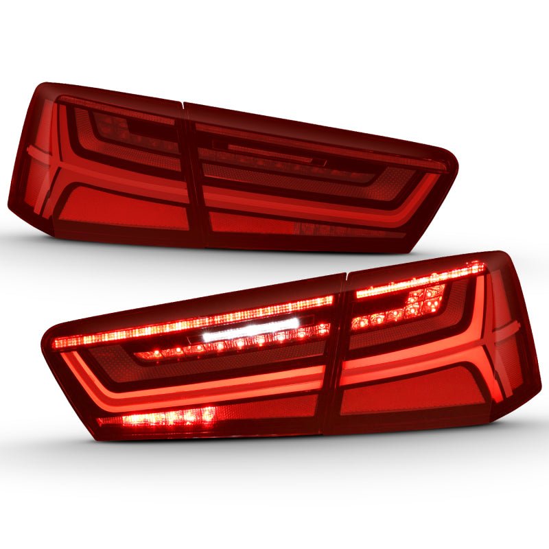 ANZO 2012 - 2018 Audi A6 LED Taillight Black Housing Red/Clear Lens 4 pcs (Sequential Signal) - CPC Performance