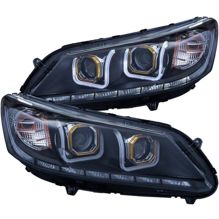 ANZO 2013 - 2015 Honda Accord (4dr ONLY) Projector Headlights w/ U - Bar Black - CPC Performance
