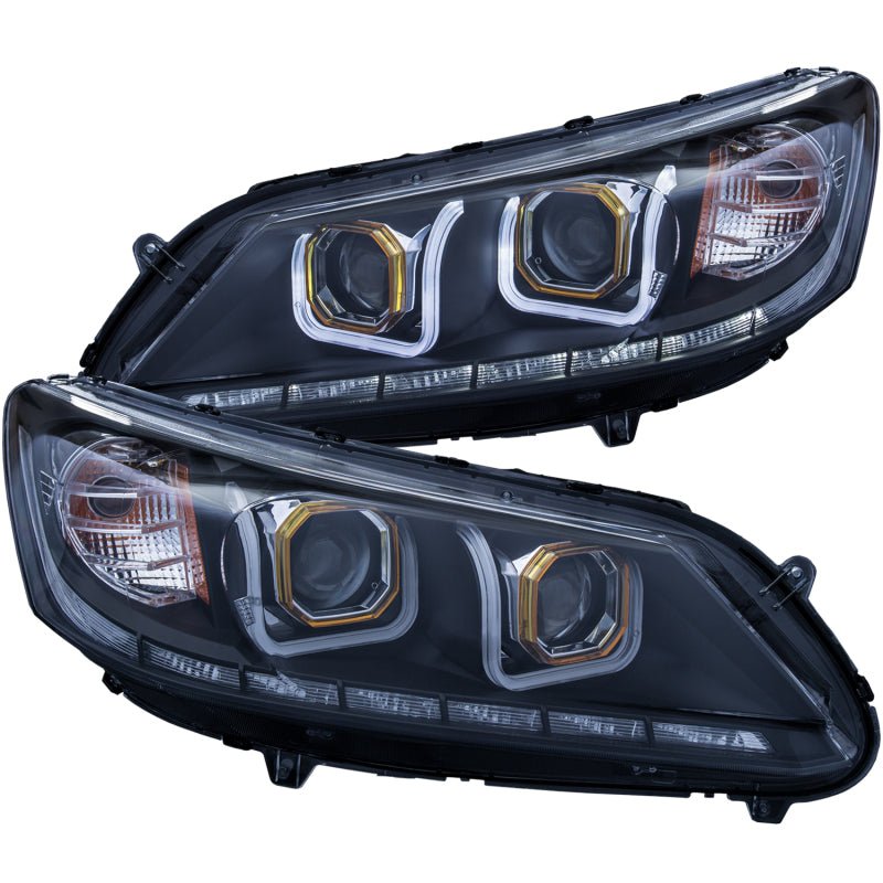 ANZO 2013 - 2015 Honda Accord (4dr ONLY) Projector Headlights w/ U - Bar Black - CPC Performance