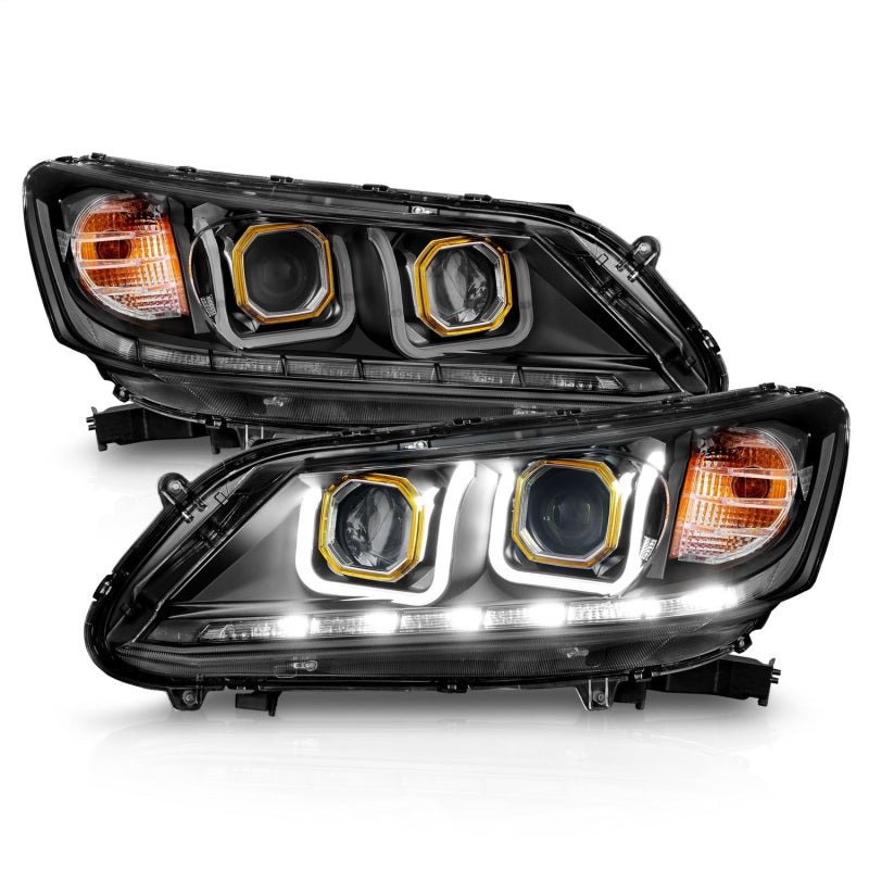 ANZO 2013 - 2015 Honda Accord (4dr ONLY) Projector Headlights w/ U - Bar Black - CPC Performance