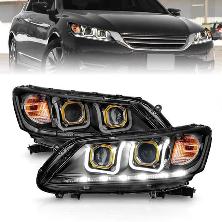 ANZO 2013 - 2015 Honda Accord (4dr ONLY) Projector Headlights w/ U - Bar Black - CPC Performance