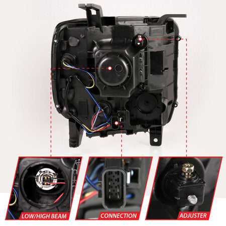 ANZO 2014 - 2015 GMC Sierra 1500HD Projector Plank Style Headlight Black W/ DRL - CPC Performance