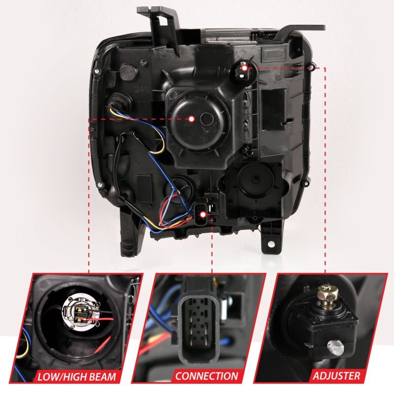 ANZO 2014 - 2015 GMC Sierra 1500HD Projector Plank Style Headlight Black W/ DRL - CPC Performance