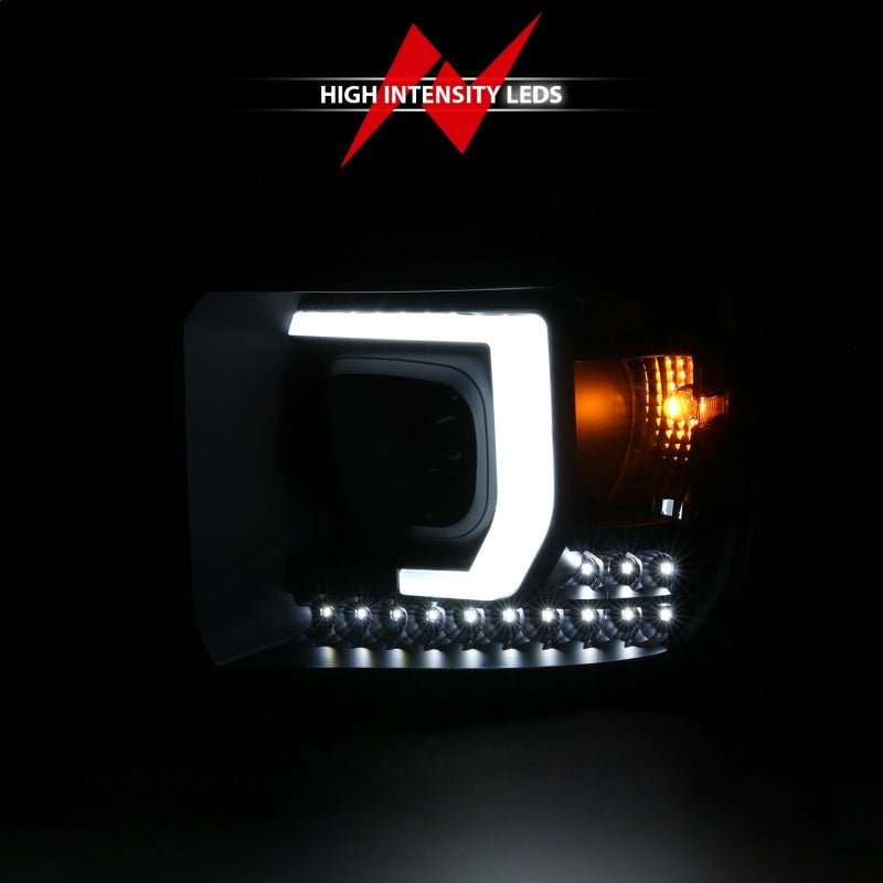 ANZO 2014 - 2015 GMC Sierra 1500HD Projector Plank Style Headlight Black W/ DRL - CPC Performance