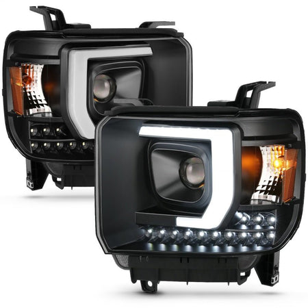 ANZO 2014 - 2015 GMC Sierra 1500HD Projector Plank Style Headlight Black W/ DRL - CPC Performance