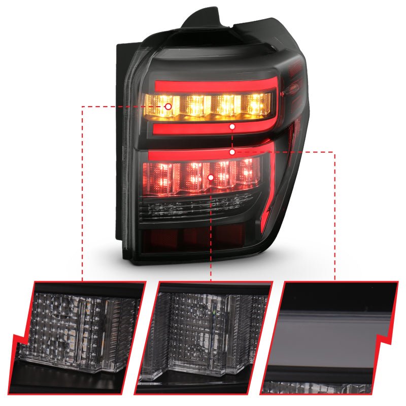 ANZO 2014 - 2020 Toyota 4Runner T.L Black Housing Smoke Lens Red Light Bar W/Sequential - CPC Performance