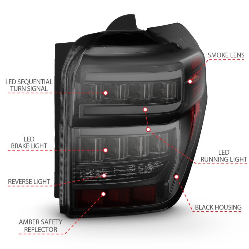 ANZO 2014 - 2020 Toyota 4Runner T.L Black Housing Smoke Lens Red Light Bar W/Sequential - CPC Performance