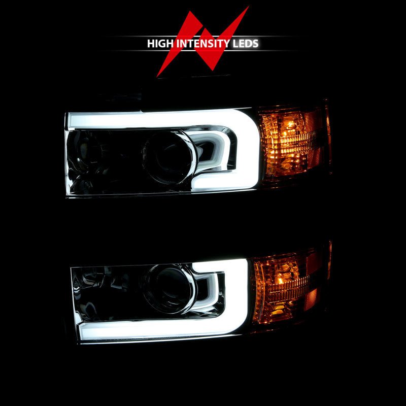 ANZO 2015 - 2016 Chevrolet Silverado Projector Headlights w/ Plank Style Design Chrome w/ Amber - CPC Performance