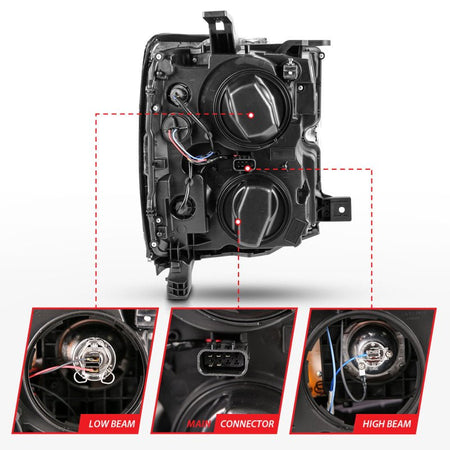 ANZO 2015 - 2016 Chevrolet Silverado Projector Headlights w/ Plank Style Design Chrome w/ Amber - CPC Performance