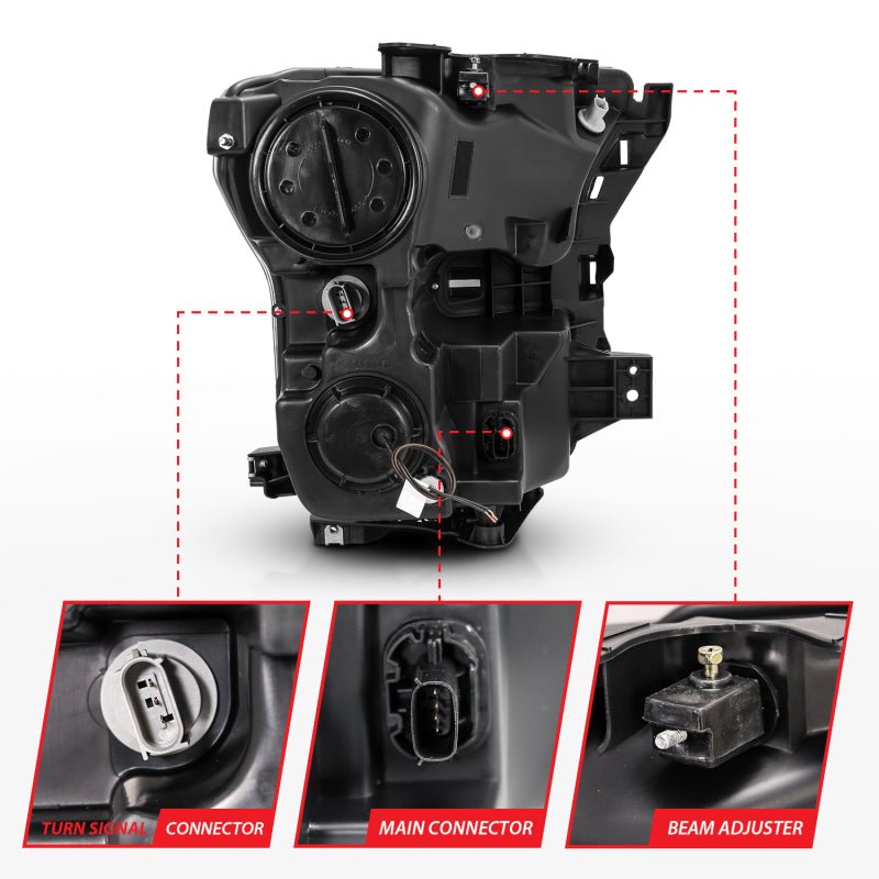 ANZO 2015 - 2017 Ford F - 150 Projector Headlights w/ Plank Style Switchback Black w/ Amber - CPC Performance