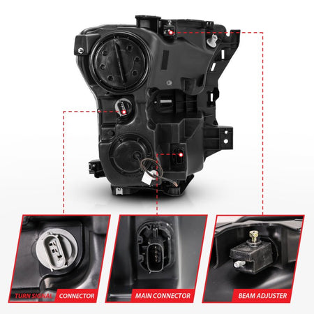 ANZO 2015 - 2017 Ford F - 150 Projector Headlights w/ Plank Style Switchback Black w/ Amber - CPC Performance