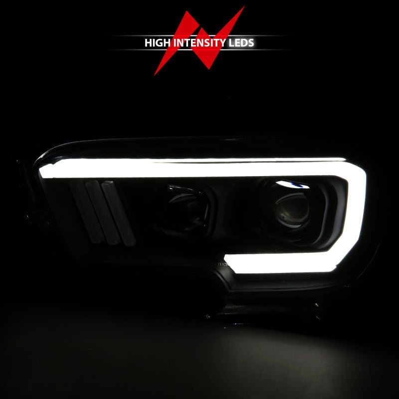 ANZO 2016 - 2017 Toyota Tacoma Projector Headlights w/ Plank Style Switchback Black w/ Amber - CPC Performance