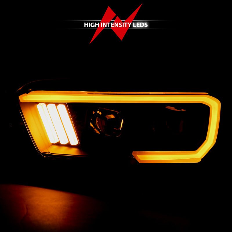 ANZO 2016 - 2017 Toyota Tacoma Projector Headlights w/ Plank Style Switchback Black w/ Amber - CPC Performance
