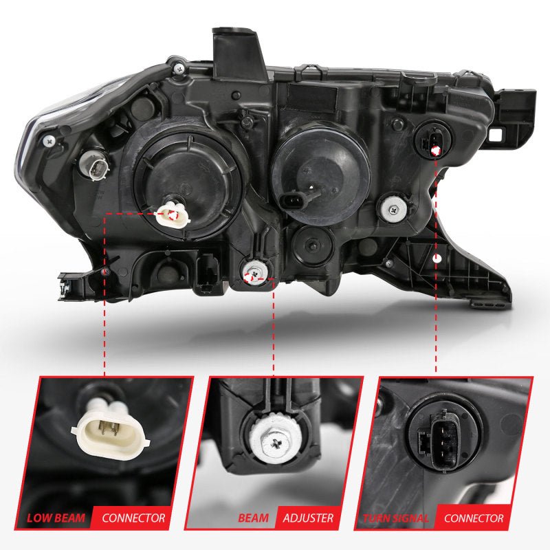 ANZO 2016 - 2017 Toyota Tacoma Projector Headlights w/ Plank Style Switchback Black w/ Amber - CPC Performance