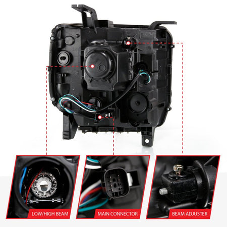ANZO 2016 - 2019 GMC Sierra 1500 Projector Headlight Plank Style Black w/ Sequential Amber Signal - CPC Performance