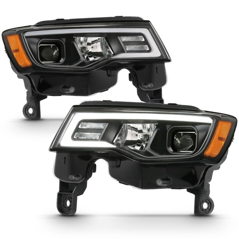 ANZO 2017 - 2018 Jeep Grand Cherokee Projector Headlights w/ Plank Style Switchback - Black w/ Amber - CPC Performance