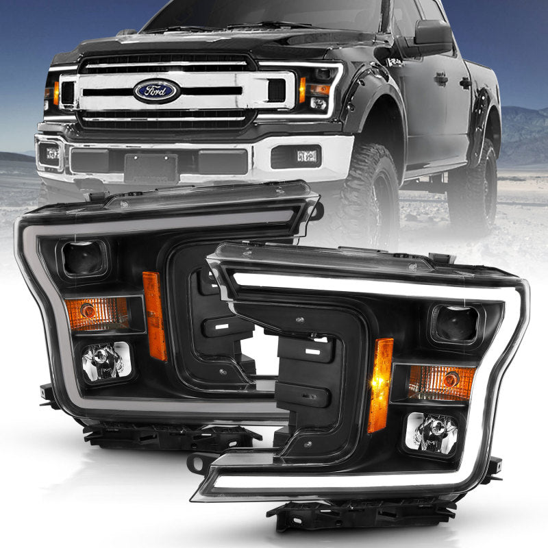 ANZO 2018 - 2019 Ford F - 150 Projector Plank Style H.L. Black Amber (Without Switchback) - CPC Performance