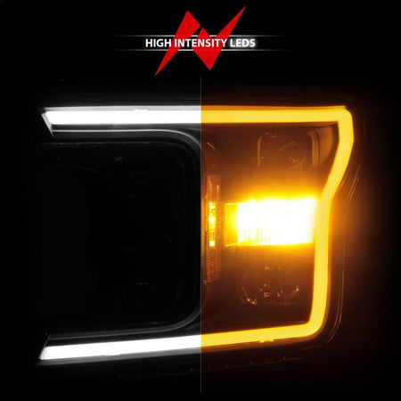 ANZO 2018 - 2020 Ford F - 150 Projector Headlight w/ Plank Style Switchback Black Housing - CPC Performance