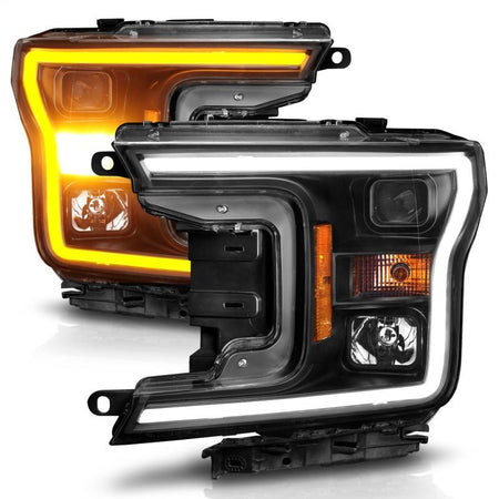 ANZO 2018 - 2020 Ford F - 150 Projector Headlight w/ Plank Style Switchback Black Housing - CPC Performance