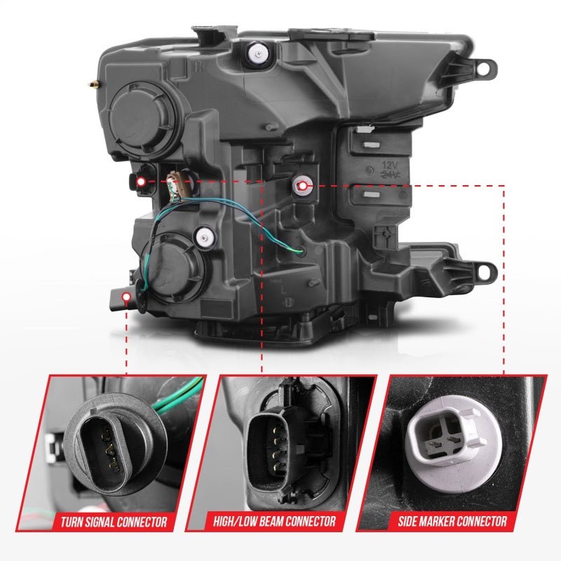 ANZO 2018 - 2020 Ford F - 150 Projector Headlight w/ Plank Style Switchback Black Housing - CPC Performance
