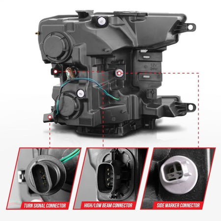ANZO 2018 - 2020 Ford F - 150 Projector Headlight w/ Plank Style Switchback Black Housing - CPC Performance