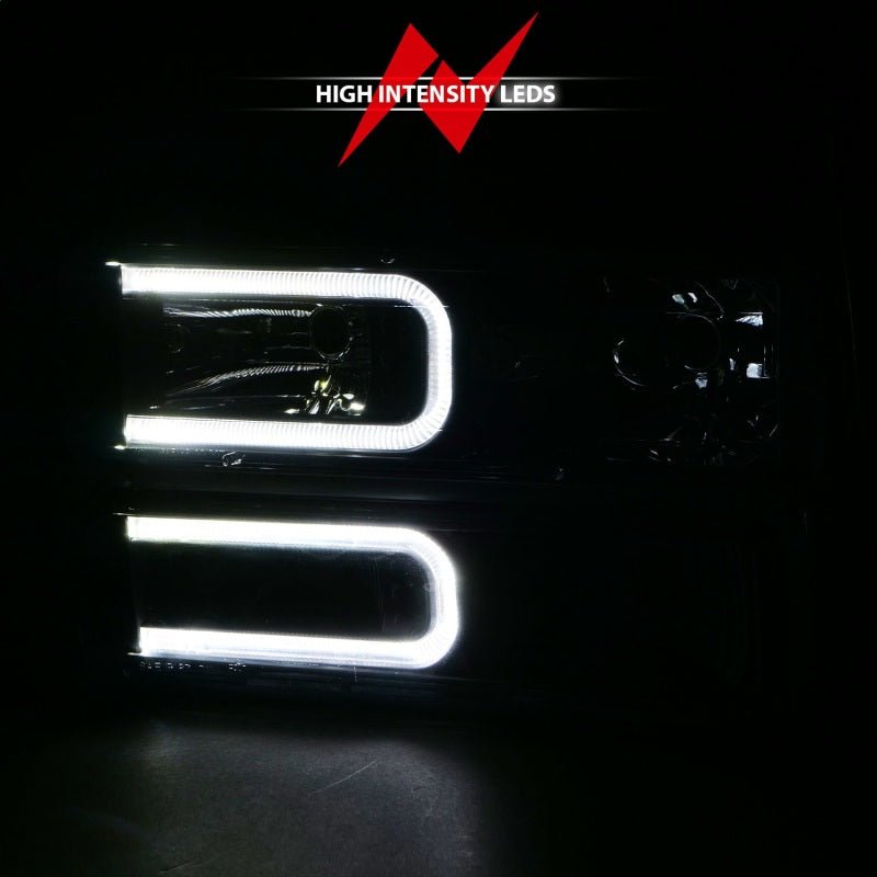 ANZO 88 - 98 Chevrolet C1500 Crystal Headlights w/ Light Bar Black Housing w/ Signal Side Markers 8Pcs - CPC Performance