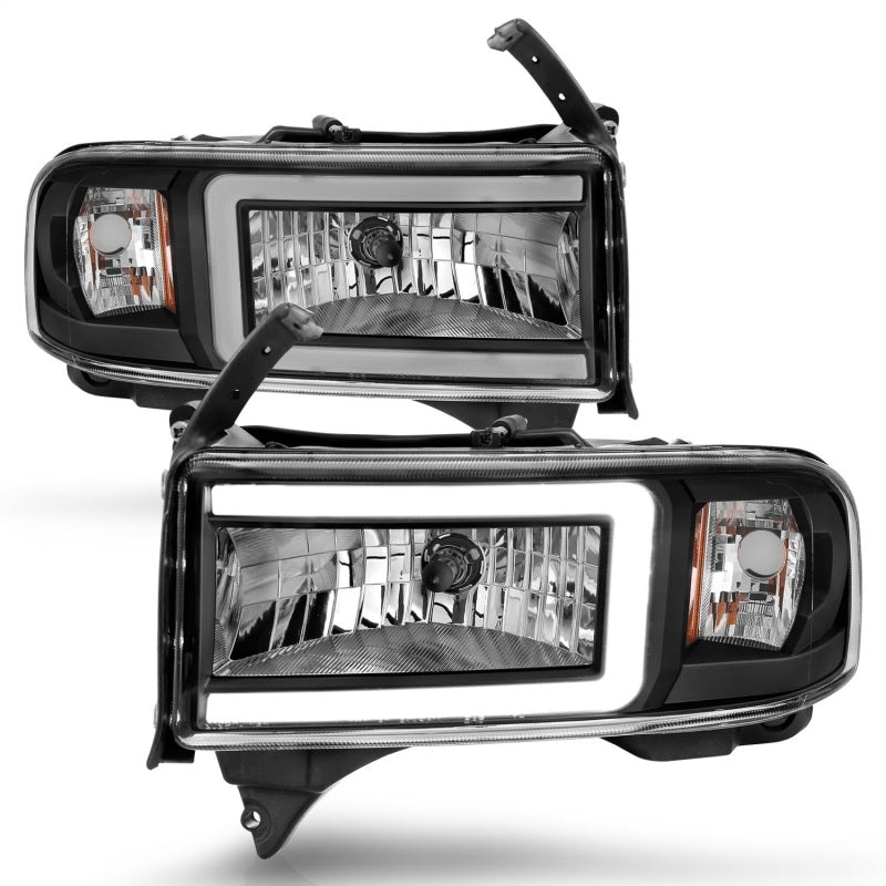 ANZO 94 - 02 Dodge RAM Crystal Headlight - w/ Light Bar Black Housing - CPC Performance
