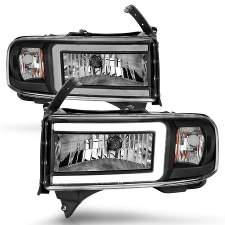 ANZO 94 - 02 Dodge RAM Crystal Headlight - w/ Light Bar Black Housing - CPC Performance