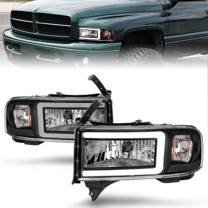 ANZO 94 - 02 Dodge RAM Crystal Headlight - w/ Light Bar Black Housing - CPC Performance