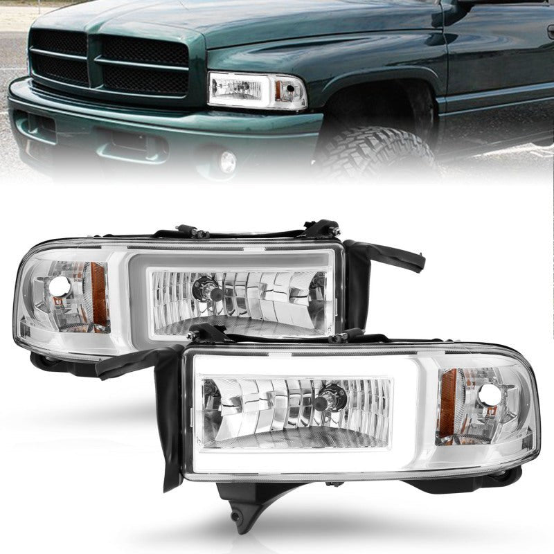 ANZO 94 - 02 Dodge RAM Crystal Headlight - w/ Light Bar Chrome Housing - CPC Performance