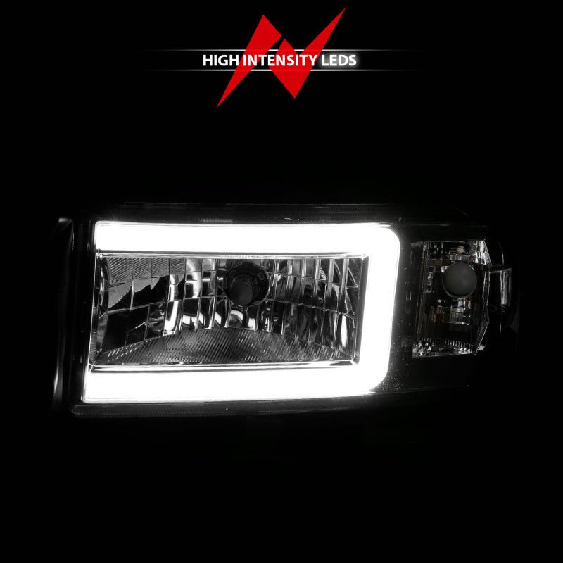 ANZO 94 - 02 Dodge RAM Crystal Headlight - w/ Light Bar Chrome Housing - CPC Performance