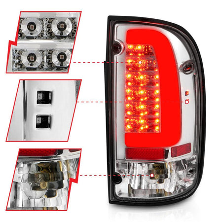 ANZO 95 - 00 Toyota Tacoma LED Taillights Chrome Housing Clear Lens (Pair) - CPC Performance