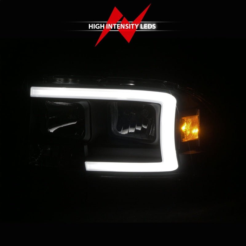 ANZO 97 - 04 Dodge Dakota/Durango Crystal headlight Set w/ Light Bar Black Housing - CPC Performance