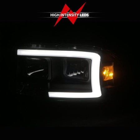 ANZO 97 - 04 Dodge Dakota/Durango Crystal headlight Set w/ Light Bar Black Housing - CPC Performance