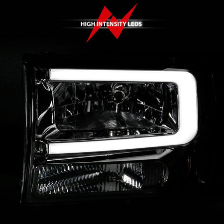ANZO 99 - 04 Ford F250/F350/F450/Excursion (excl. 99) Crystal Headlights - w/ Light Bar Chrome Housing - CPC Performance