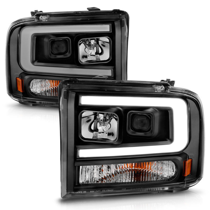 ANZO 99 - 04 Ford F250/F350/F450/Excursion (excl 99) Projector Headlights - w/ Light Bar Black Housing - CPC Performance