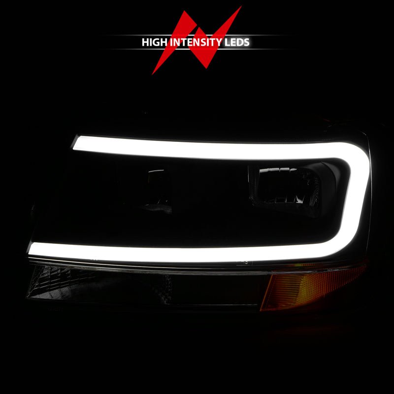 ANZO 99 - 04 Jeep Grand Cherokee Crystal Headlights - w/ Light Bar Black Housing - CPC Performance