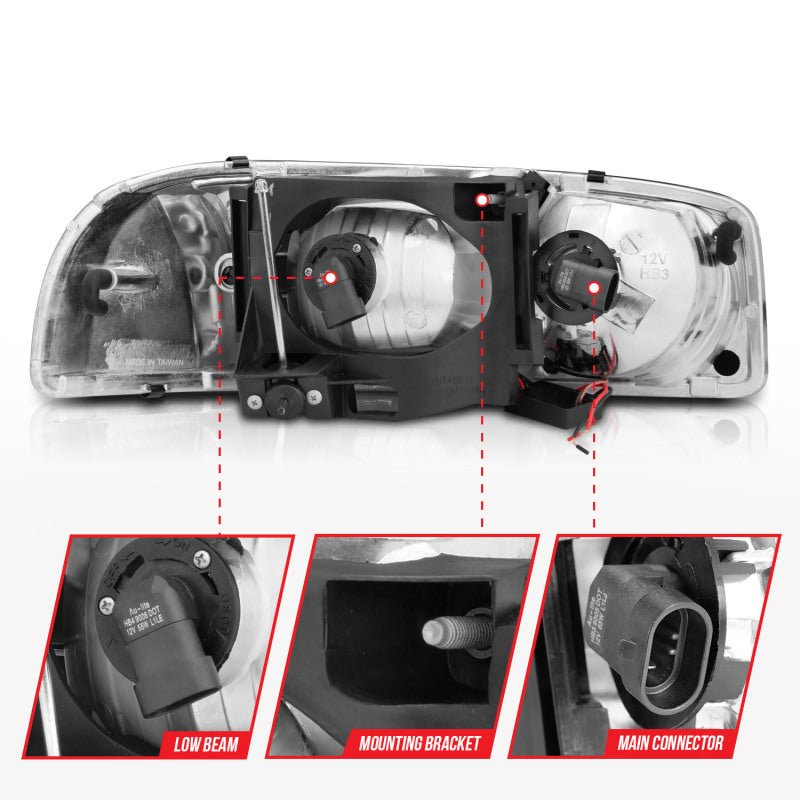 ANZO 99 - 17 GMC Sierra/Denali Headlights Black Amber (w/C Light Bars) - CPC Performance