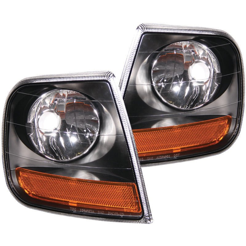 ANZO Corner Lights 1997 - 2003 Ford F - 150 HARLEY DAVIDSON Style Corner Lights Black w/ Amber Reflector - CPC Performance